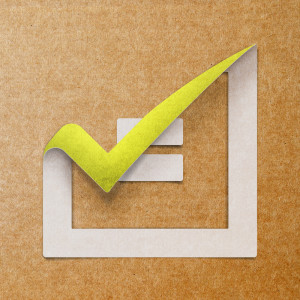 checking on checklist boxes made from recycled paper craft stick on _shutterstock_126771989