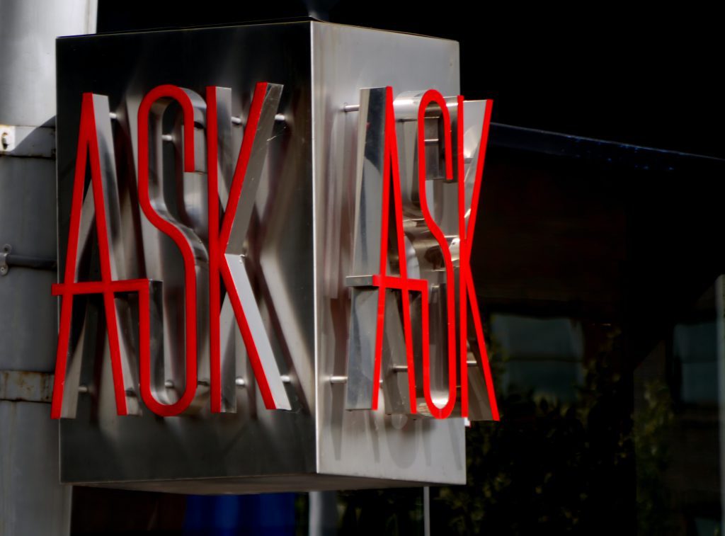 Sign saying ask