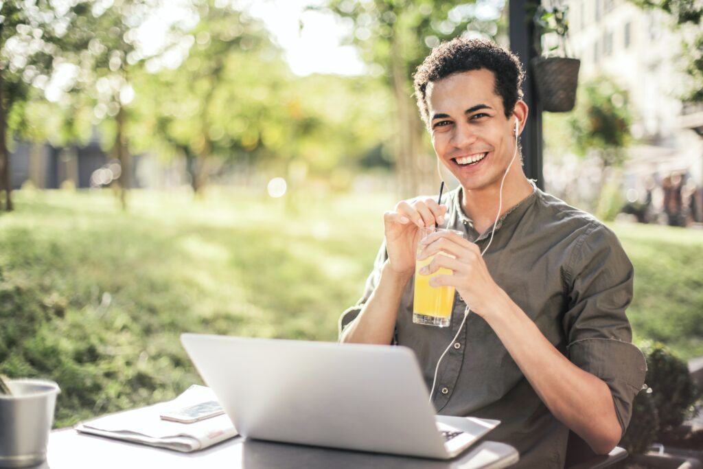 Employee happily participating in a summer employee wellness challenge