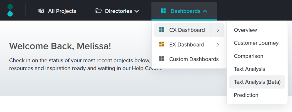 Sogolytics sprint release CX Dashboard navigation menu