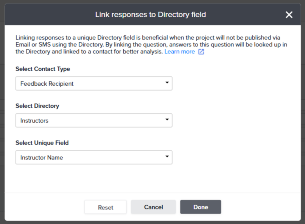 Link response to Directory field