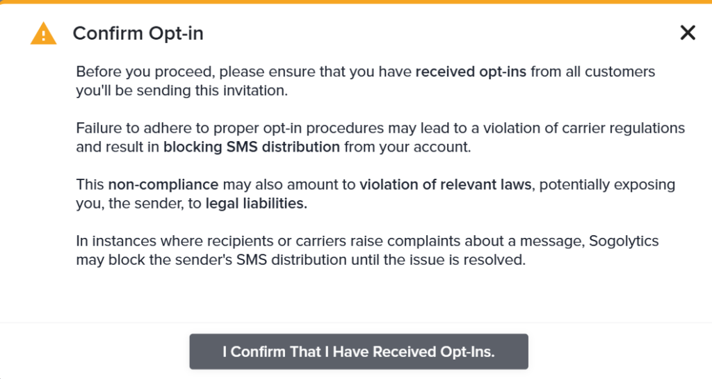 SMS opt in reminder Sogolytics release 32.4